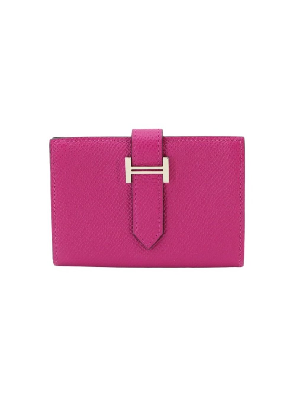 Hermes Bearn Mini Compact Coin Purse Card Case Epsom Rose Purple